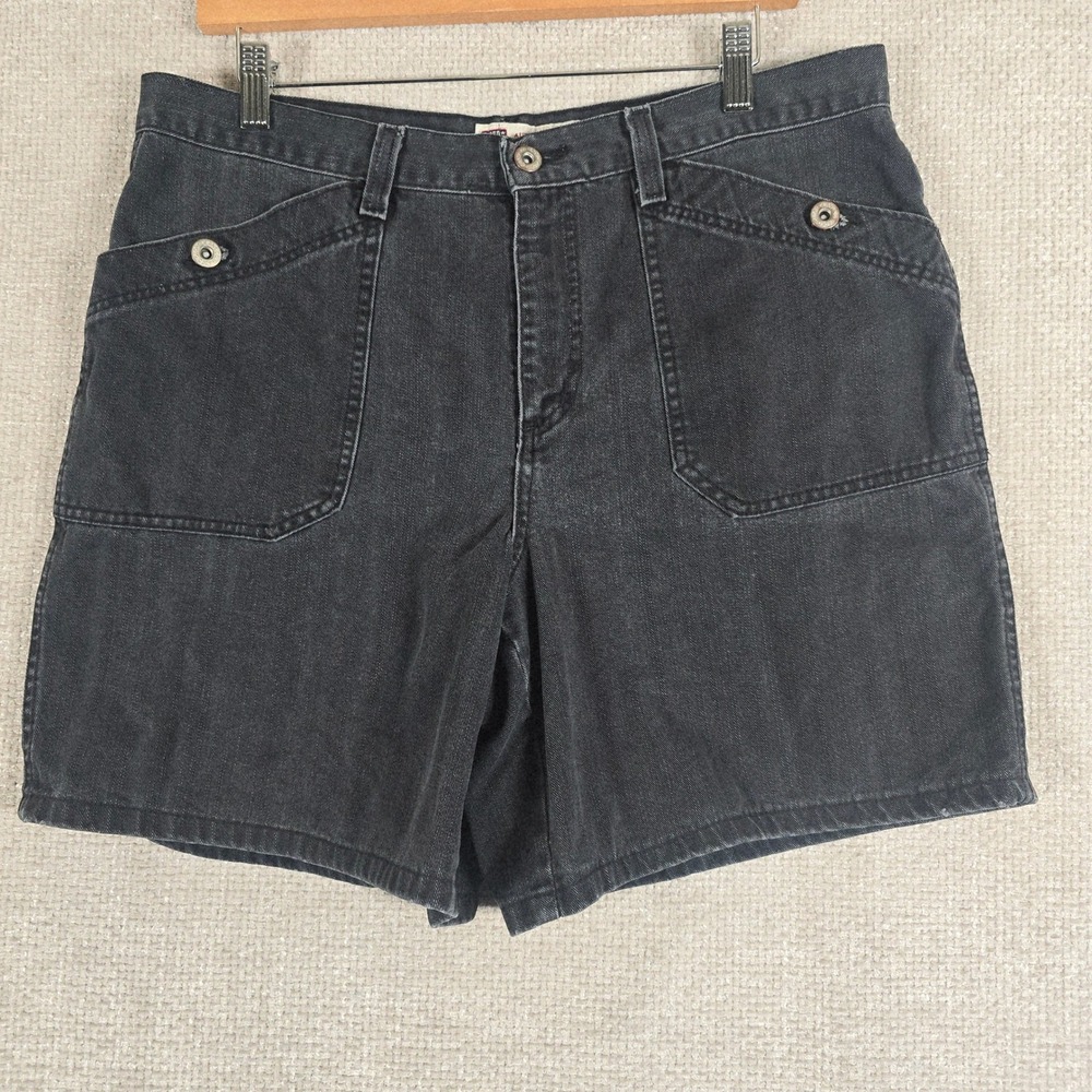 VTG Faded Glory Denim Shorts Womens 14 Black High Rise Carpenter Made In USA 90s